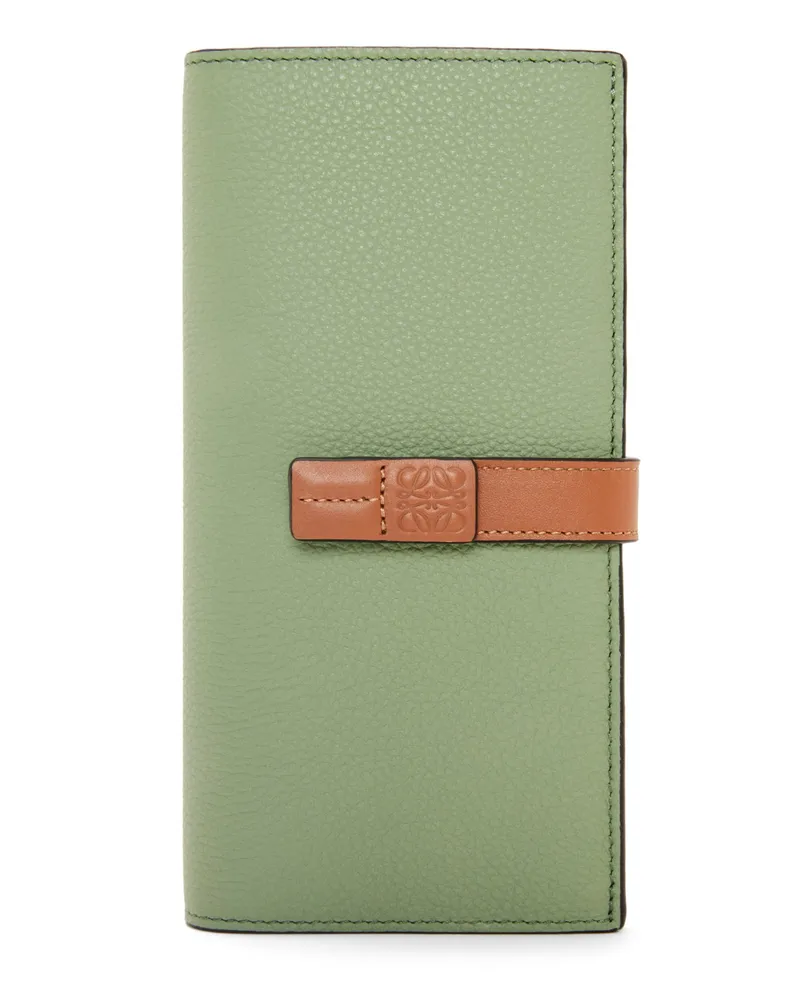 Loewe Luxury Large vertical wallet in grained calfskin Rosemary