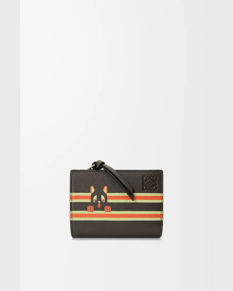 Loewe Futurist Cat Compact Wallet In Leather skin Mujer Dark