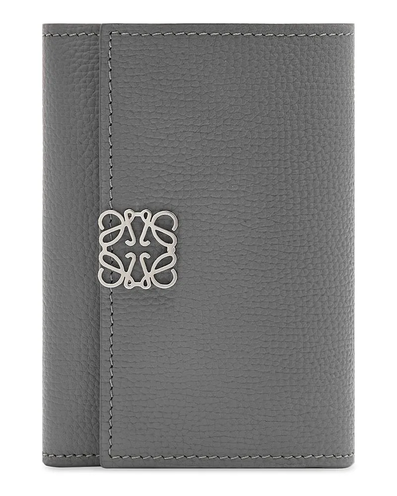 Loewe Luxury Anagram small vertical wallet in pebble grain calfskin Asphalt