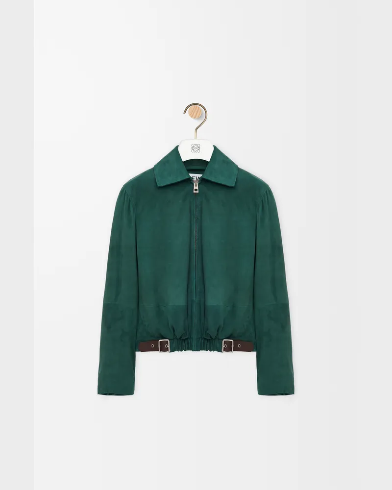 Loewe Belted Jacket In Suede Goatskin Size Mujer Green