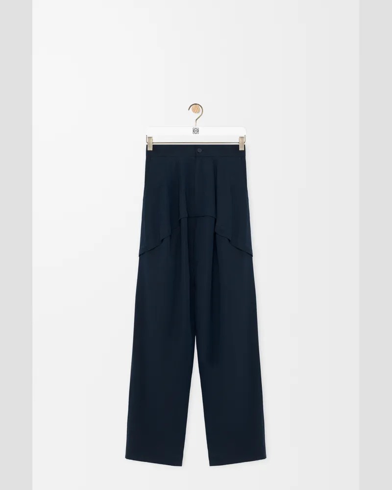 Loewe Trousers In Wool And Cotton Size Mujer Navy