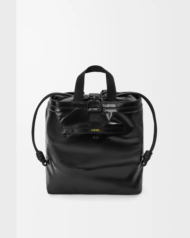 Loewe Squad Backpack In Paper Leather Hombre Black