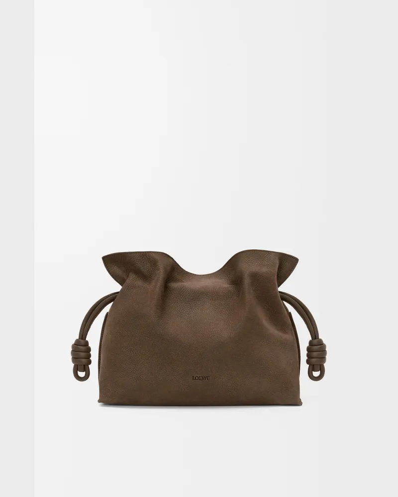 Loewe Medium Flamenco Clutch In Grained Nubuck Mujer Tundra