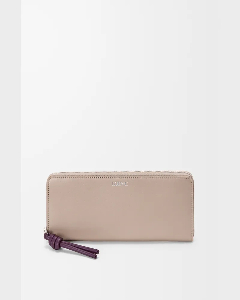 Loewe Knot Zip Around Wallet In Shiny Nappa Leather skin Mujer Clay