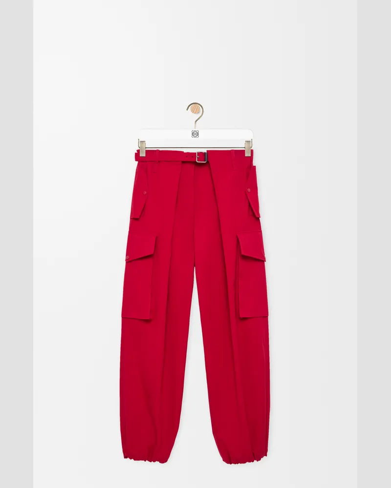 Loewe Cargo Trousers In Cotton And Silk Size Mujer Red