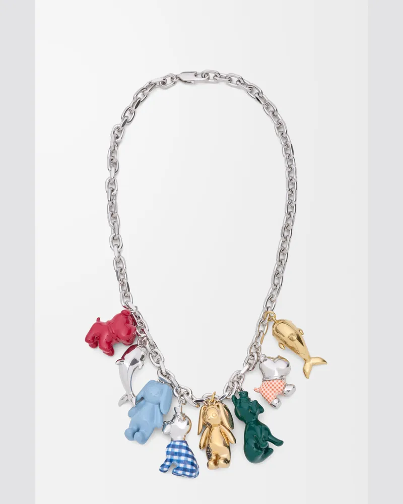 Loewe Animals Charm Necklace In Enamel Mujer Silver