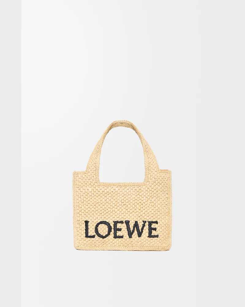 Loewe Mini Loewe Font Tote In Raffia Mujer Natural