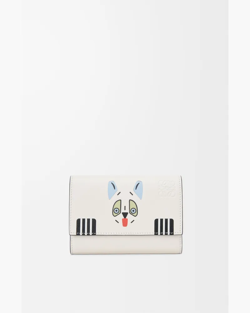 Loewe Futurist Cat Small Vertical Wallet In Leather skin Mujer Soft