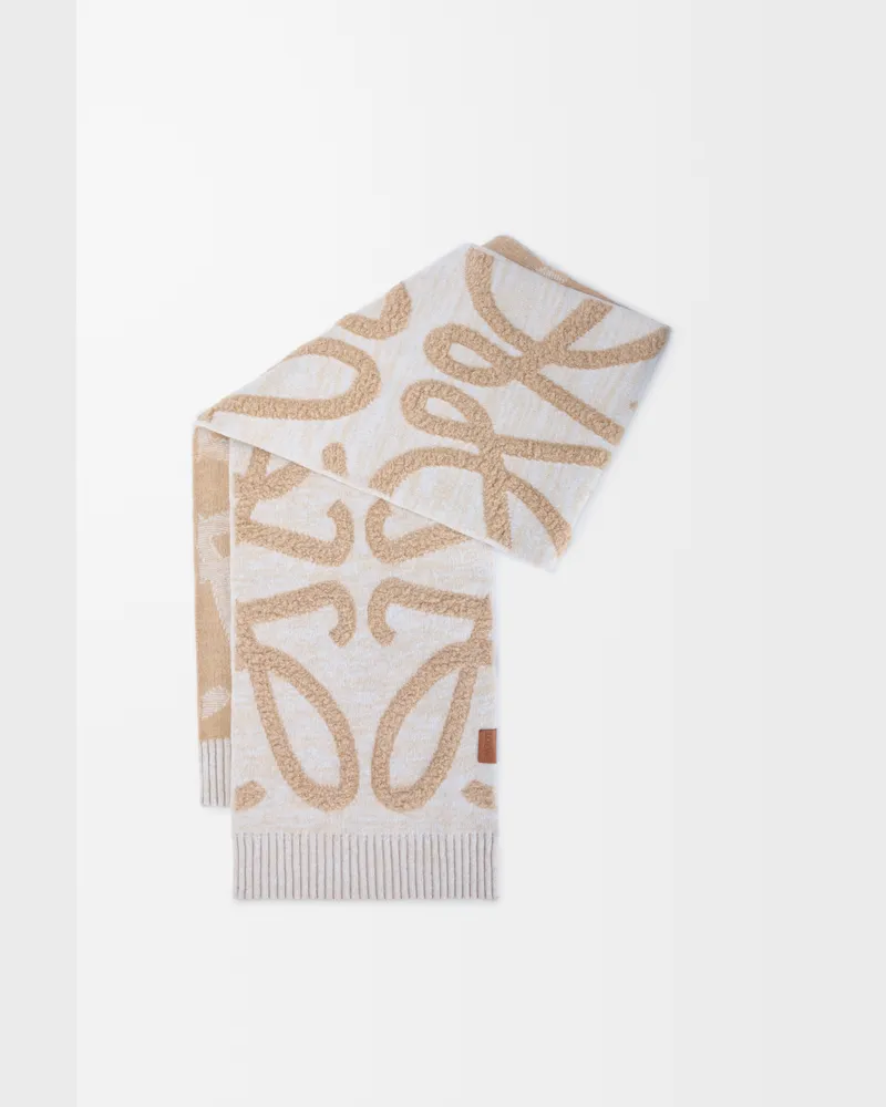 Loewe Scarf In Wool And Cashmere Mujer Beige