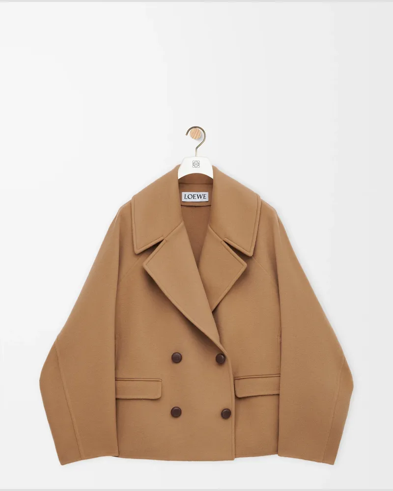Loewe Short Coat In Wool Size Mujer Camel