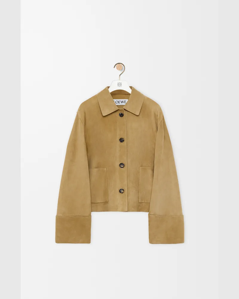 Loewe Turn-up Jacket In Suede Lambskin Size Mujer Gold