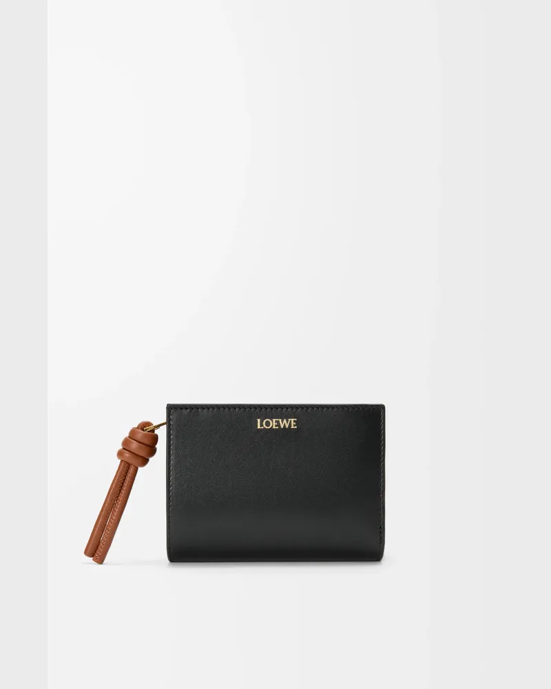 Loewe Knot Compact Wallet In Shiny Nappa Leather skin Mujer Black