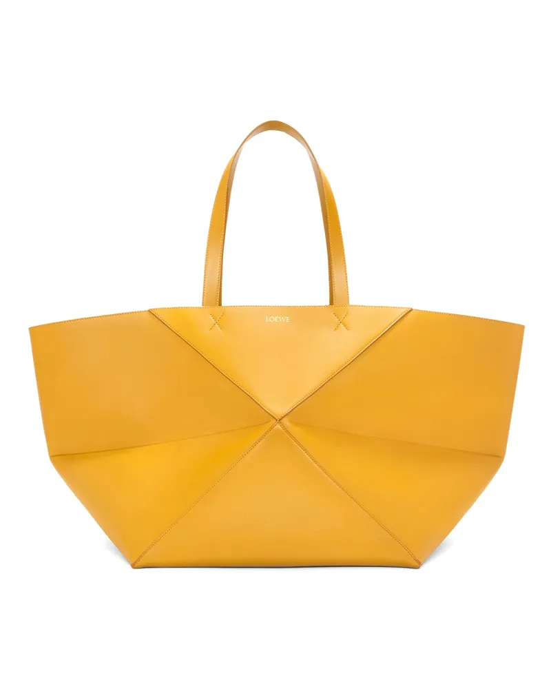 Loewe Luxury XXL Puzzle Fold Tote in shiny calfskin Sunflower