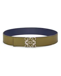 Loewe Luxury Reversible Anagram belt in smooth calfskin Olive