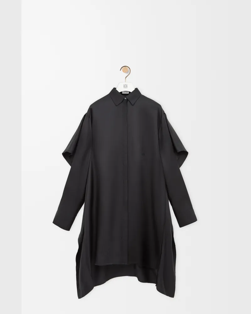 Loewe Cape Dress In Silk Size Mujer Black