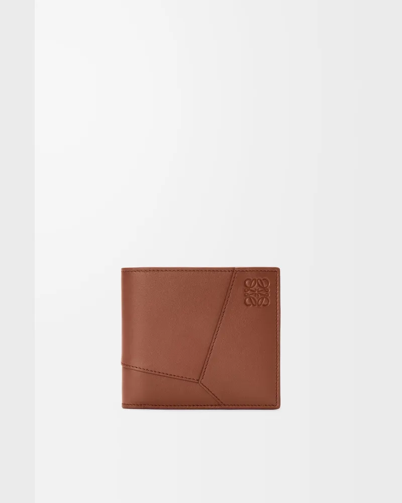 Loewe Puzzle Bifold Wallet In Leather skin Hombre Brownie