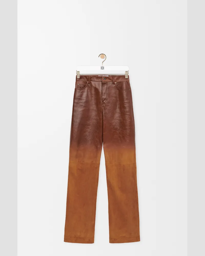 Loewe Trousers In Suede Lambskin Size Mujer Toffee