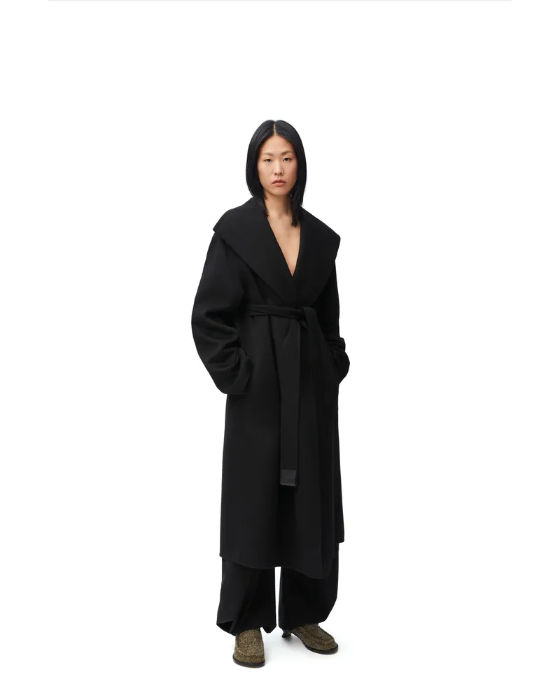 Loewe Luxury Belted coat in wool and cashmere Black