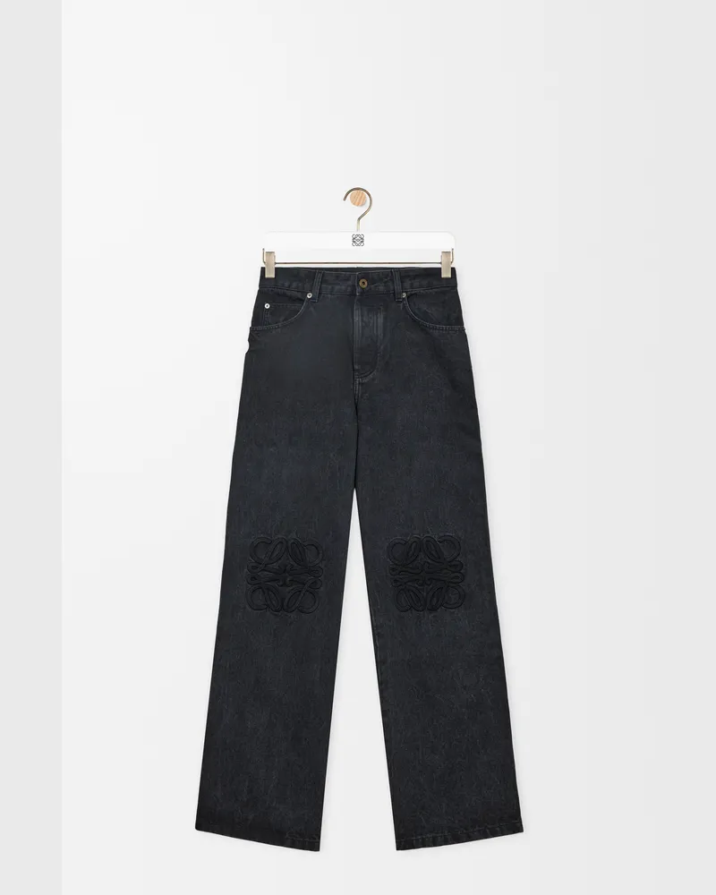 Loewe Anagram Baggy Jeans In Denim Size Hombre Black