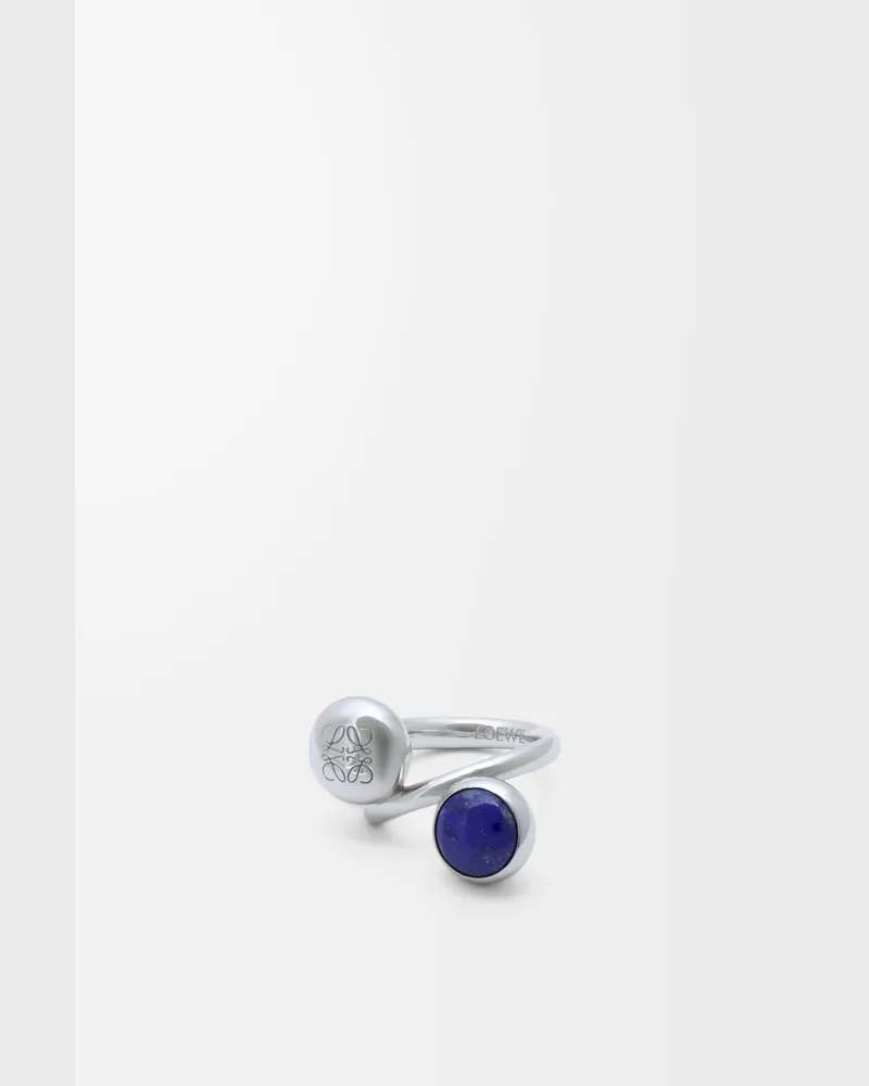 Loewe Anagram Pebble Ring In Sterling Silver And Lapis Lazuli Size Mujer Silver