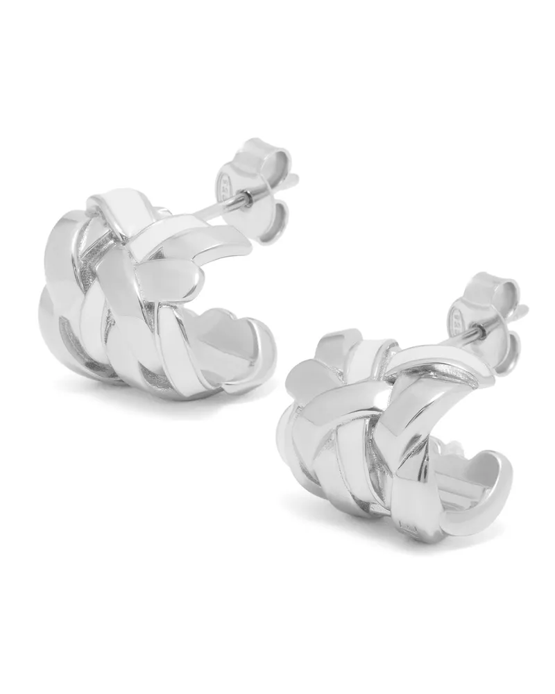 Loewe Luxury Nest small hoop earrings in sterling silver and enamel Silver