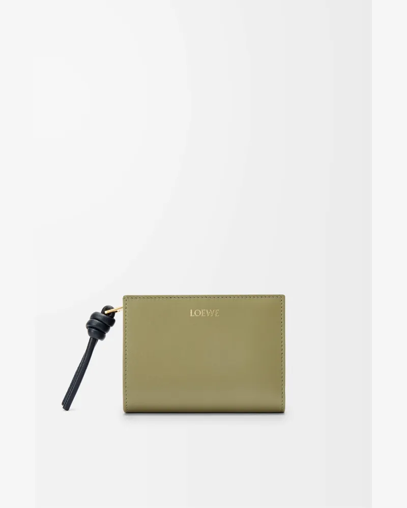 Loewe Knot Compact Wallet In Shiny Nappa Leather skin Mujer Eucalyptus