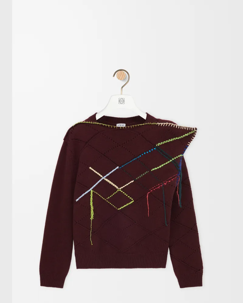 Loewe Sweater In Wool Size Mujer Burgundy