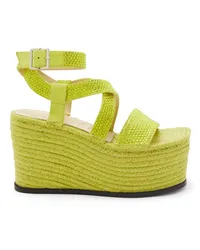 Loewe Luxury Petal espadrille platform in suede calfskin and rhinestones Lime