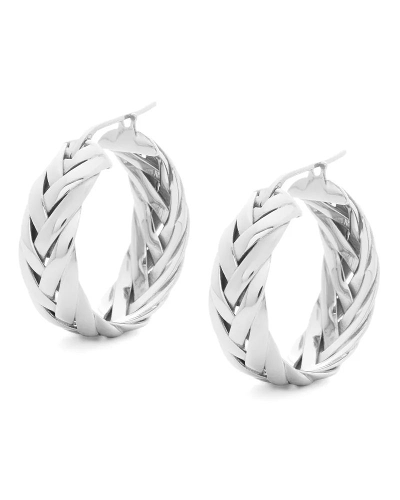 Loewe Luxury Braided hoop earrings in sterling silver Silver