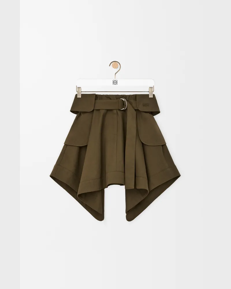 Loewe Cargo Skirt In Cotton And Silk Size Mujer Khaki