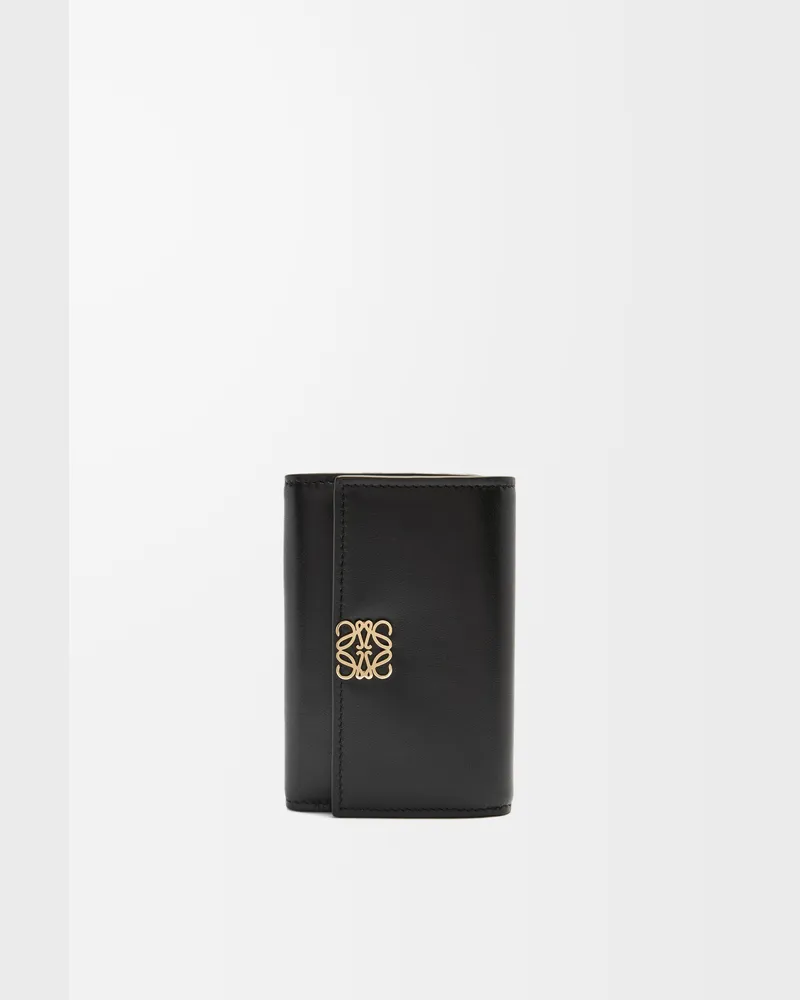 Loewe Puffer Anagram Small Vertical Wallet In Shiny Nappa Leather skin Mujer Black