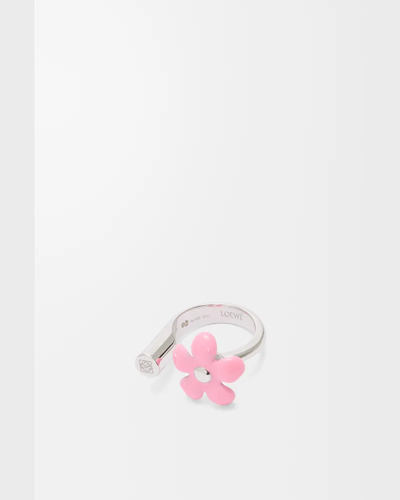 Loewe Flor Ring In Sterling Silver And Enamel Size Mujer Silver