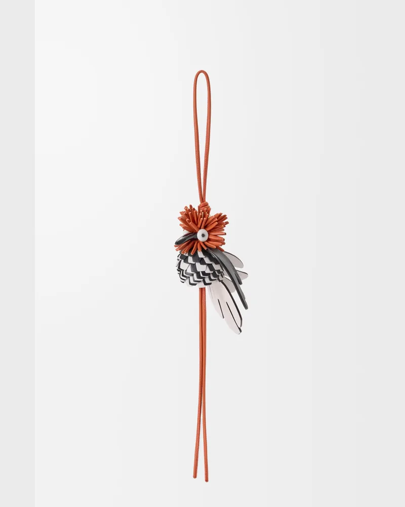 Loewe Hoopoe Bird Charm In Leather skin Mujer Orange