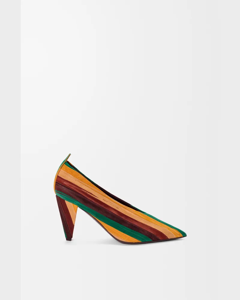 Loewe Origami Cubic Pump In Skived Leather Size Mujer Yellow