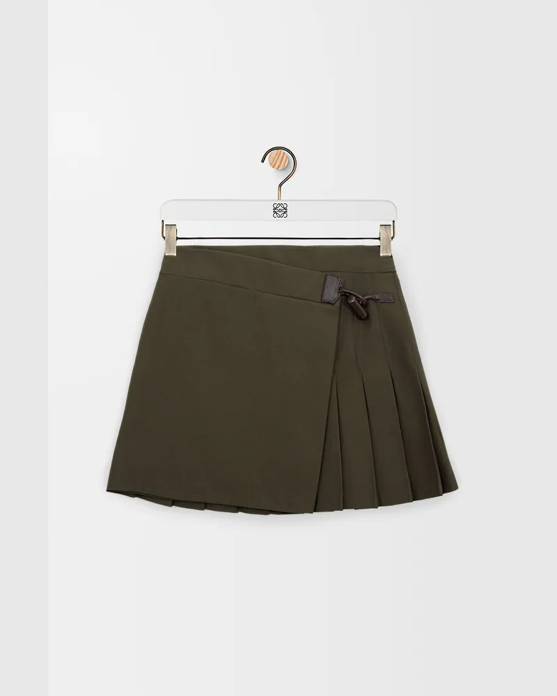 Loewe Pleated Mini Skirt In Cotton Blend Size Mujer Khaki