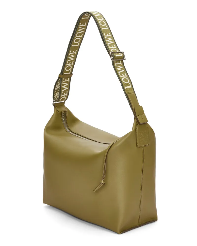 Loewe Luxury Cubi Crossbody Bag In Supple Smooth Calfskin And Jacquard Olive