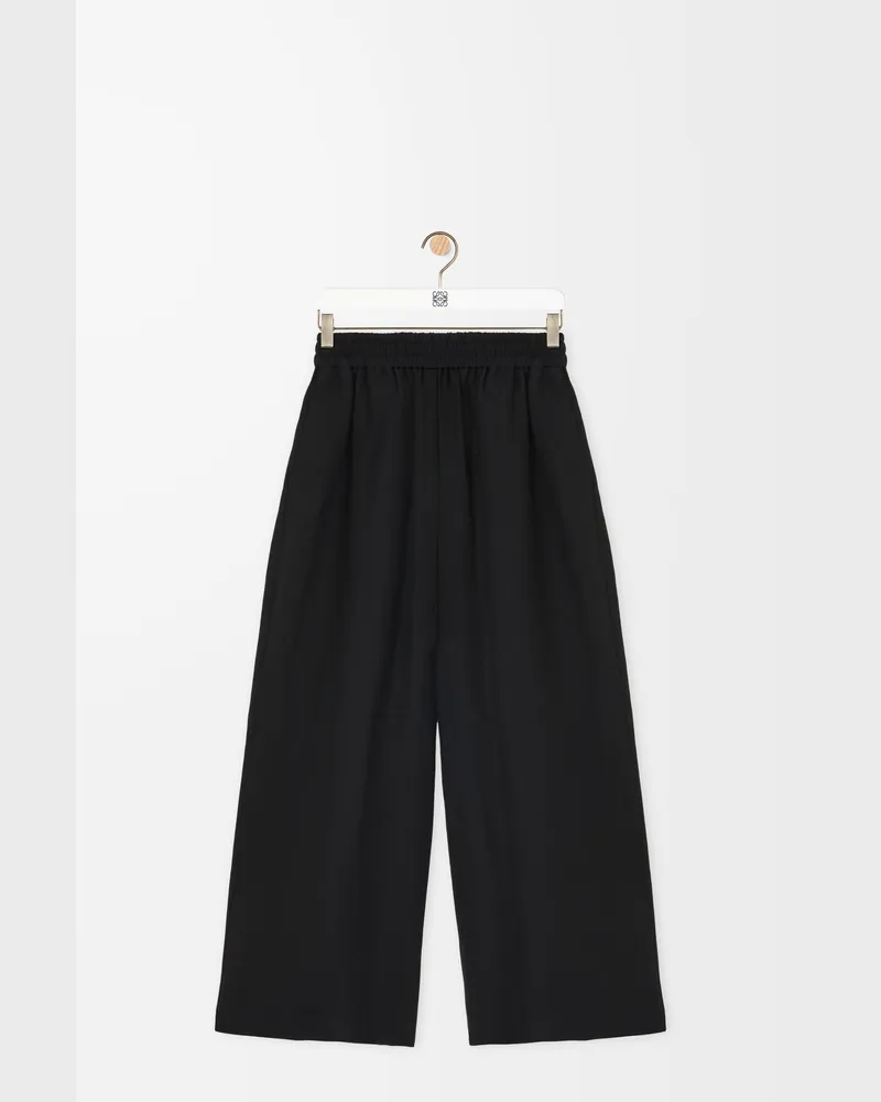 Loewe Cropped Trousers In Viscose And Linen Size Mujer Black