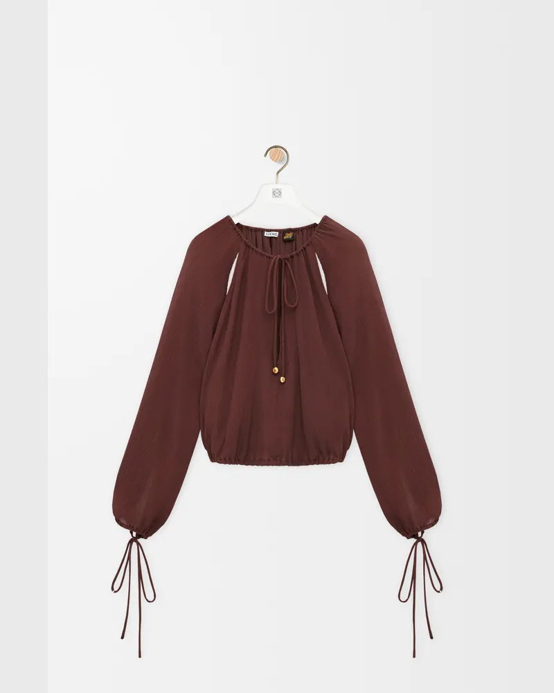 Loewe Blouse In Cotton And Silk Size Mujer Coffee