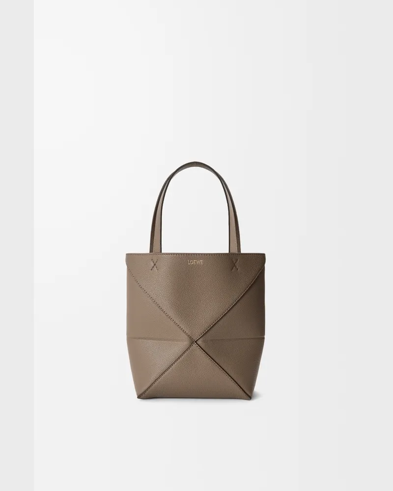 Loewe Mini Puzzle Fold Tote In Soft Grained Leather skin Mujer Taupe