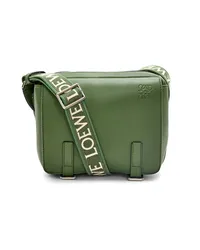 Loewe Luxury XS Military messenger bag in supple smooth calfskin and jacquard Hunter