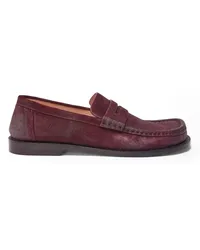 Loewe Luxury Campo loafer in waxed suede calfskin Bordeaux