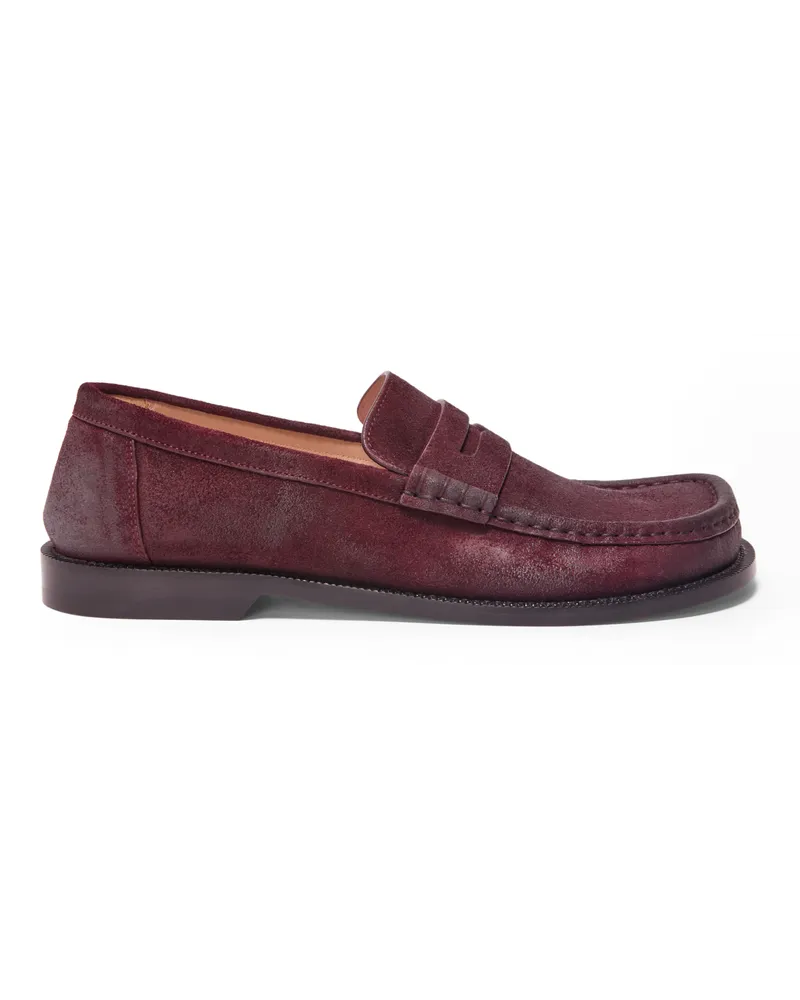 Loewe Luxury Campo loafer in waxed suede calfskin Bordeaux