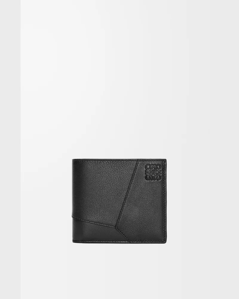 Loewe Puzzle Bifold Wallet In Leather skin Hombre Black