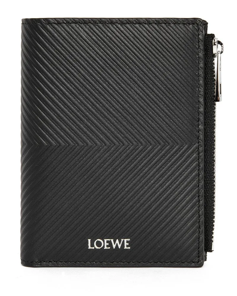 Loewe Luxury Slim Compact Walllet In Textured Classic Calfskin Black