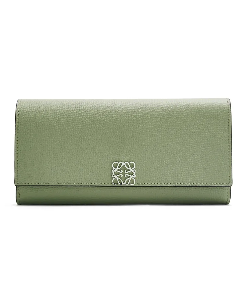 Loewe Luxury Anagram continental wallet in pebble grain calfskin Rosemary