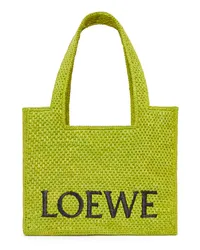 Loewe Luxury Medium  Font Tote in raffia Meadow