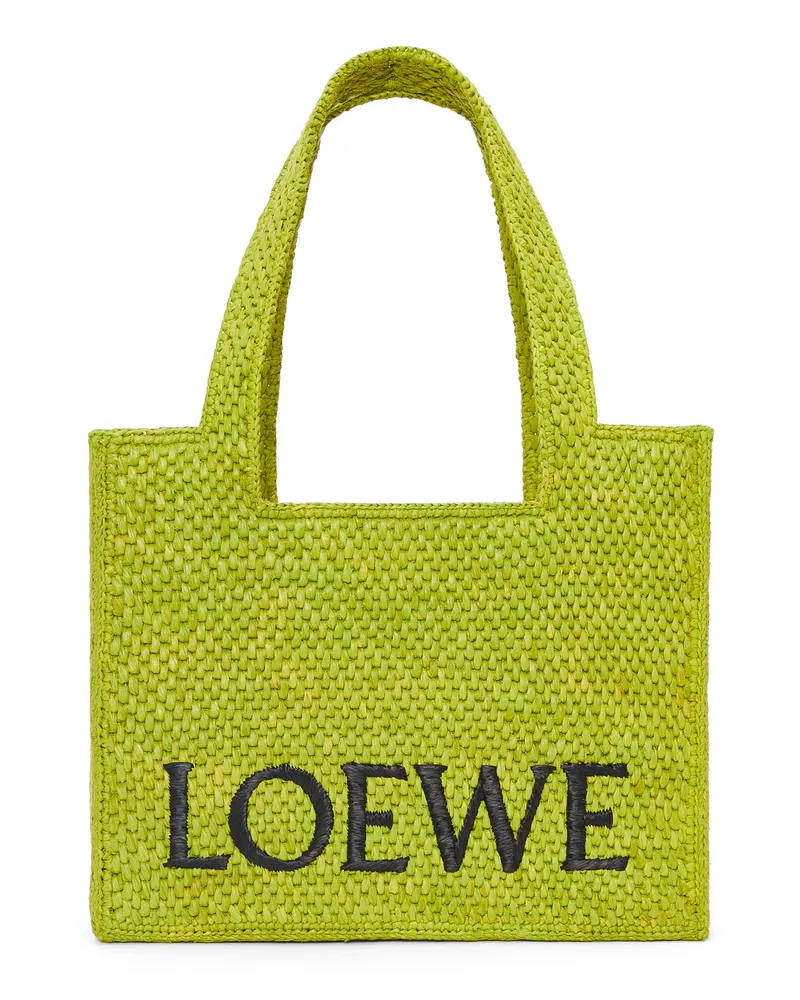 Loewe Luxury Medium Font Tote In Raffia Meadow