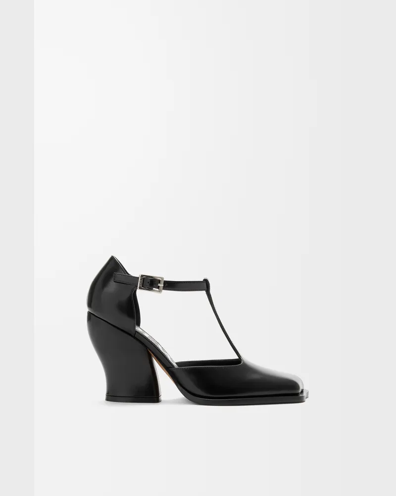 Loewe Onda T-bar Pump In Brushed Leather skin Size Mujer Black