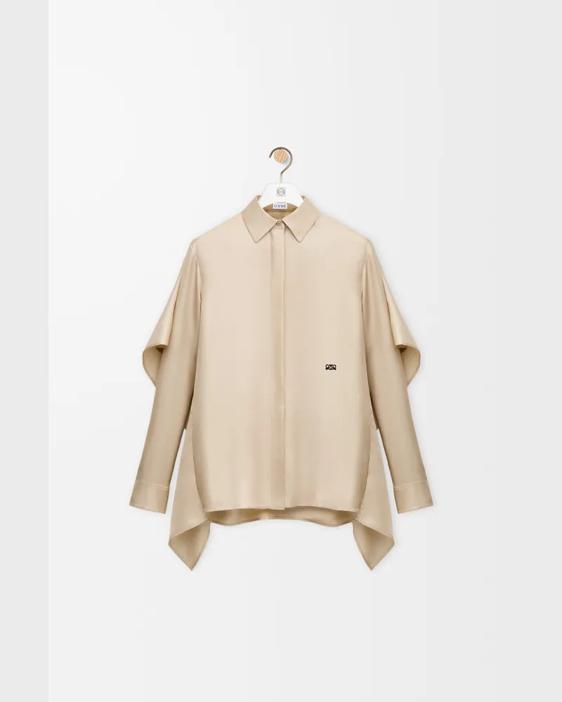 Loewe Cape Shirt In Silk Size Mujer Ecru
