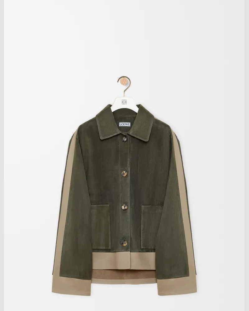 Loewe Turn-up Jacket In Suede Lambskin Size Mujer Khaki